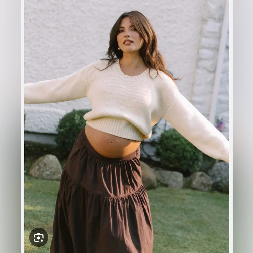 Harly Jae Espresso Prairie Cotton Women’s Brown Tiered Midi Maxi Skirt - Picture 5 of 6